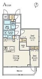クレストコート池上六丁目 2階2LDKの間取り
