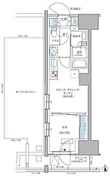 パークアクシス品川天王洲アイル 14階1LDKの間取り