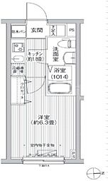 LAUREL TOGOSHI 4階1Kの間取り