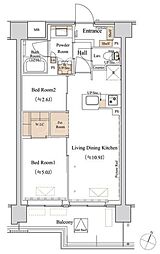 ブランシエスタ西馬込 5階2LDKの間取り