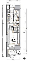 XEBEC大鳥居ASYLCOURT 2階1Kの間取り