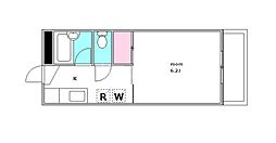 コートルミナス 3階1Kの間取り