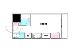 蓮沼ハイム 1階ワンルームの間取り