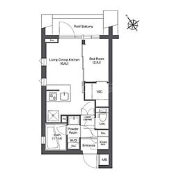 コンフォリア不動前 4階1DKの間取り
