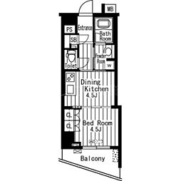 フィールU旗の台 2階1DKの間取り