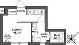 エスタート大井町フォレスト 4階ワンルームの間取り