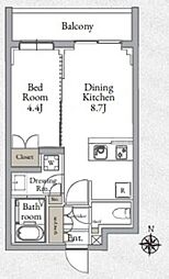 Live Casa千鳥町 1DKの間取図画像