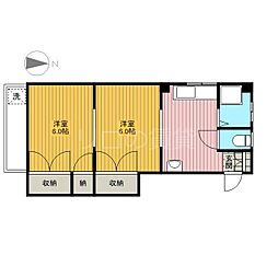 塩沢ハイツ 2DKの間取図画像