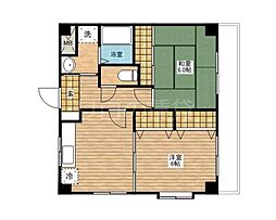 鳴島ビル 2DKの間取図画像