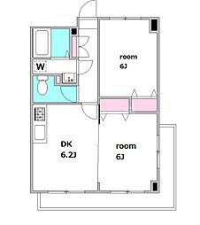 月村マンションNo.32 2DKの間取図画像