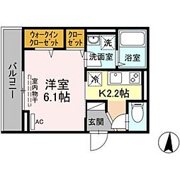 アンジュール多摩川 1Kの間取図画像