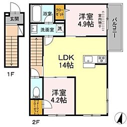 フェリシア久が原 2LDKの間取図画像
