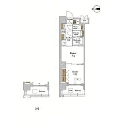 RJRプレシア蒲田 1DKの間取図画像