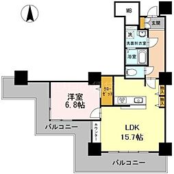 品川シーサイドビュータワー1 1LDKの間取図画像