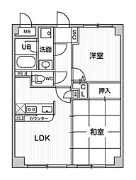 アエラス石川台 2LDKの間取図画像