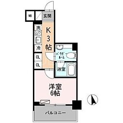 カスタリア大森3 1Kの間取図画像