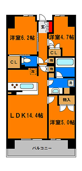 パークホームズ千葉 518｜千葉県千葉市中央区本千葉町(賃貸マンション3LDK・5階・66.68㎡)の写真 その3