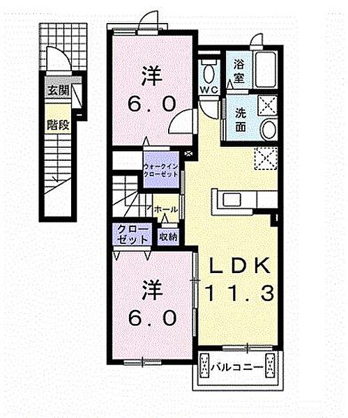 佐賀県唐津市和多田大土井(賃貸アパート2LDK・2階・58.21㎡)の写真 その2