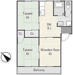 ヴェールヴァン　II 2階3DKの間取り