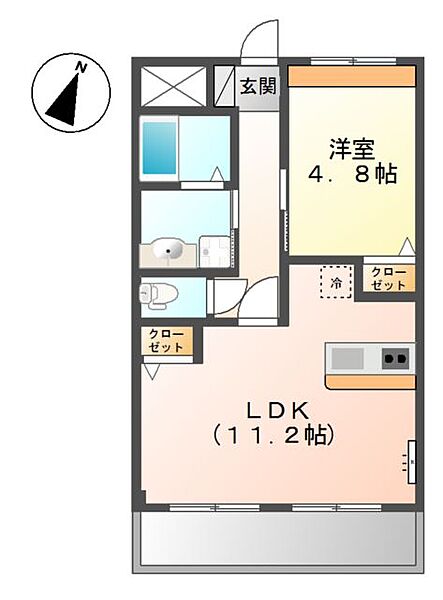 佐賀県唐津市神田(賃貸アパート1LDK・2階・41.04㎡)の写真 その2