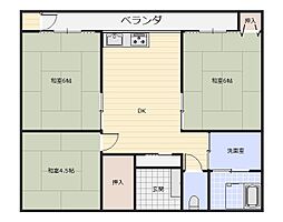 生駒コーポ 2階3DKの間取り
