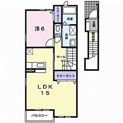ハウスフィデール 2階1LDKの間取り