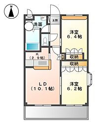 コンフォール・せいら 2階2LDKの間取り