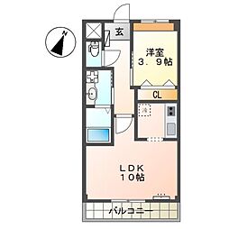メゾン・ドリームII 2階1LDKの間取り