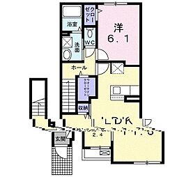 メビウス鏡V 2階1LDKの間取り