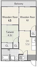 村崎アパート 1階3DKの間取り