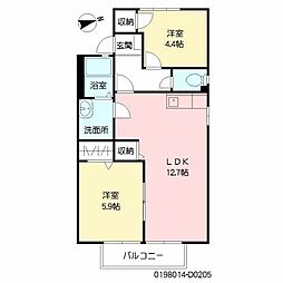 パストラル町田　D棟 2階2LDKの間取り