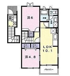 クレメントＣ 2階2LDKの間取り
