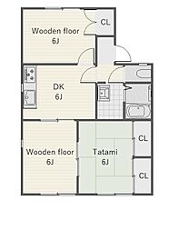 アヴァンセ吉田B 3DKの間取図画像