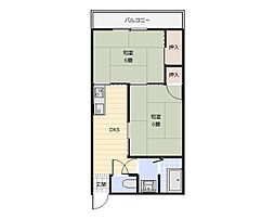 村崎アパート 2DKの間取図画像