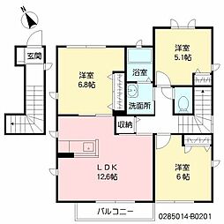 エーデルヴィラ旭が丘B棟 3LDKの間取図画像