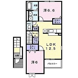 トゥーザ・ムーンA 2LDKの間取図画像