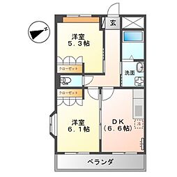 パークレジェンド2 2DKの間取図画像