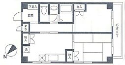 相鉄本線 西横浜駅 徒歩6分の賃貸マンション 6階2DKの間取り