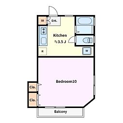 メゾンE 1Kの間取図画像
