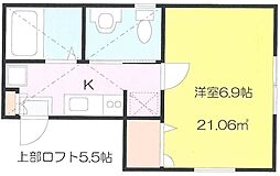 カーサビアンカ 1Kの間取図画像