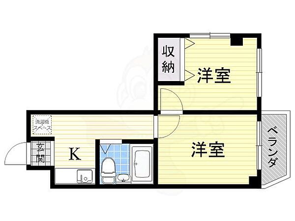 クレール若竹 ｜大阪府豊中市螢池東町２丁目(賃貸マンション2K・3階・32.00㎡)の写真 その2