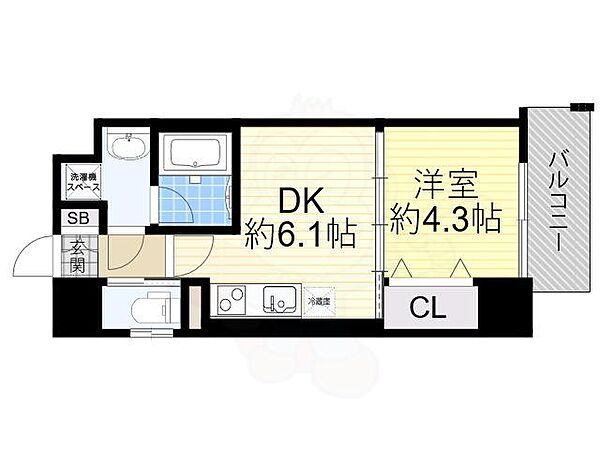 大阪府吹田市南吹田５丁目(賃貸マンション1DK・8階・29.08㎡)の写真 その2