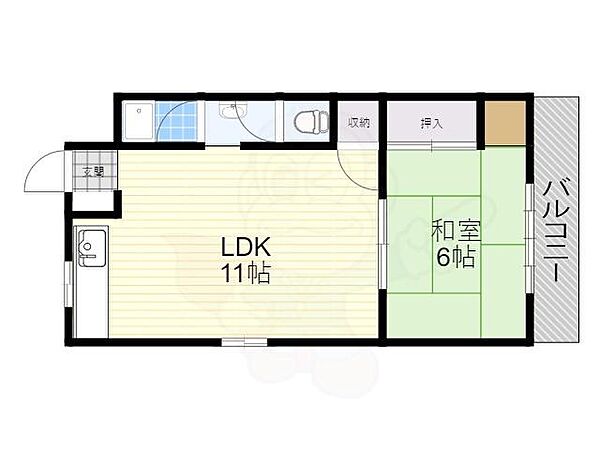 進洋マンション ｜大阪府豊中市服部寿町２丁目(賃貸マンション1LDK・3階・40.00㎡)の写真 その2