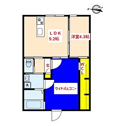 JR日豊本線 隼人駅 徒歩36分の賃貸アパート 2階1SDKの間取り
