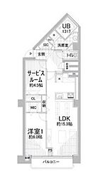 シャトレ北山 2LDKの間取図画像