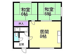 コーポ今村 2LDKの間取図画像