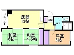 ドミ西野 3LDKの間取図画像