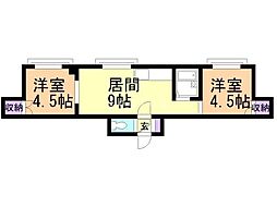 ユキコーポ2 2LDKの間取図画像