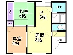 ハイツ川吉A棟 2LDKの間取図画像