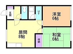 コーポスワン 2LDKの間取図画像